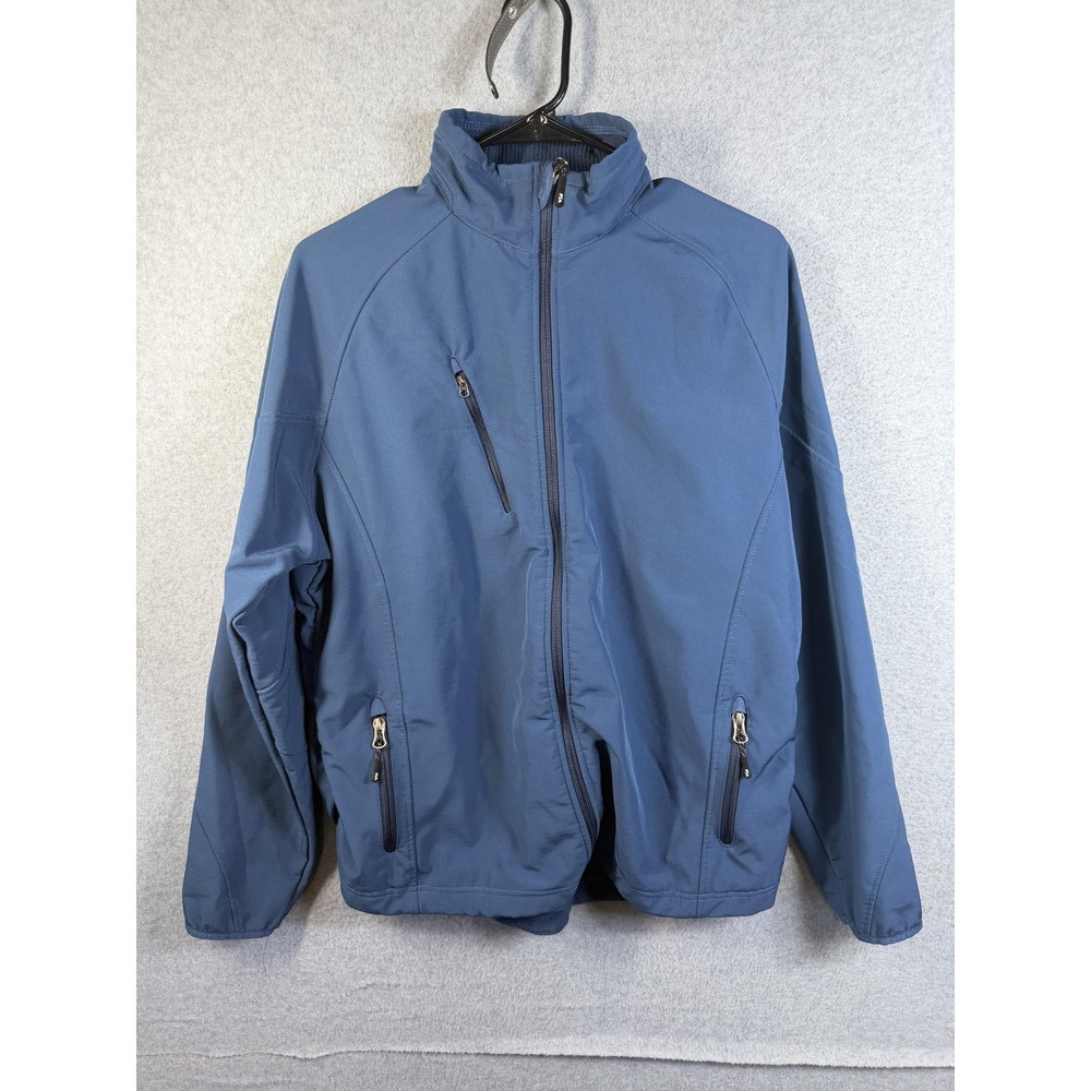 Port Authority Jacket Womens XL Blue Softshell Stretch Full Zip Fleece Lined